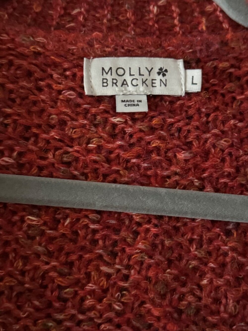 Molly Bracken Red Knit Cardigan — Size Large - Picture 2 of 3